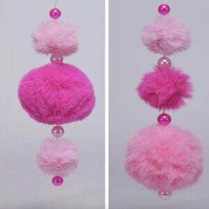 Pink Pom Poms Pearl Ornaments Hot Pink and Pink Christmas Decoration